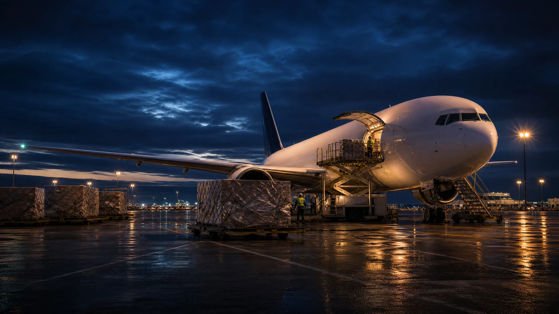Cargo aircraft prepared for international air freight services from the United Kingdom